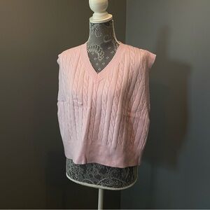 Pink Cable Knit Sweater Vest
